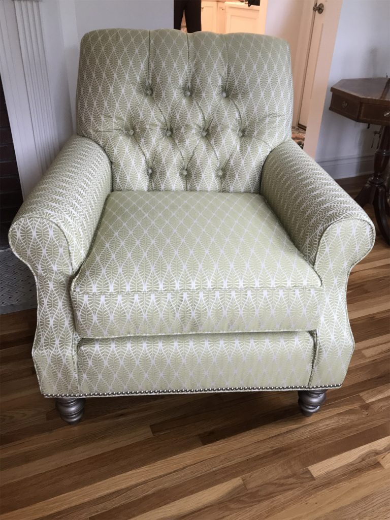 Green diamond fabric armchair