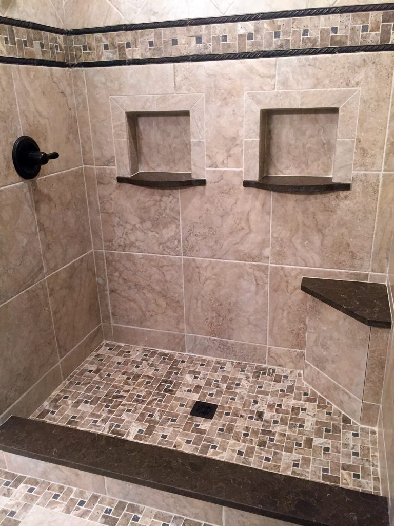 Square tiled shower