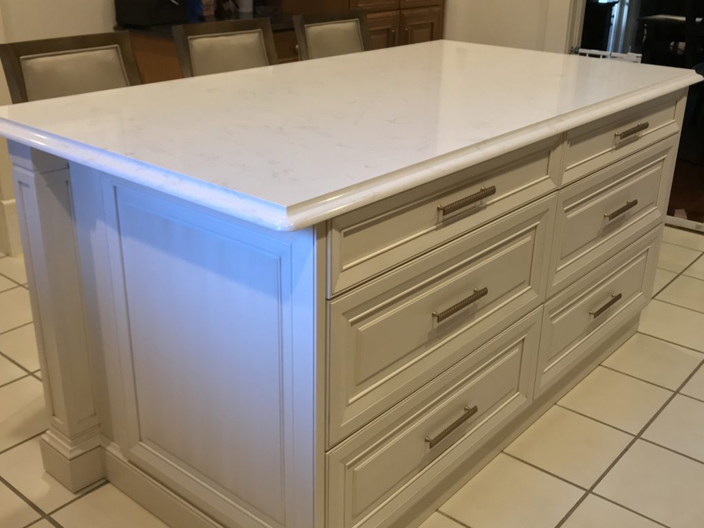 White marble kitchen island