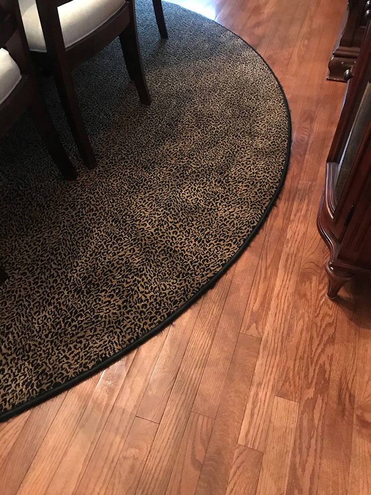 Leopard rug on hardwood