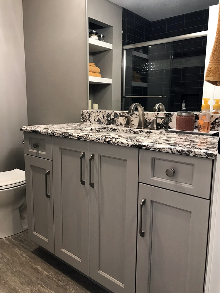 Gray bathroom vanity